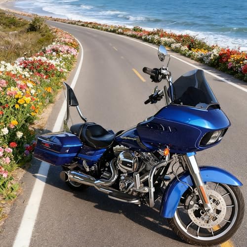Fjpacemt Chrome Detachable Sissy Bar Passenger Backrest Rear Pad for Harley Davidson Touring Models 2009-2025 Street Glide Road Glide Electra Glide Road King [26"Tall] - Image 2