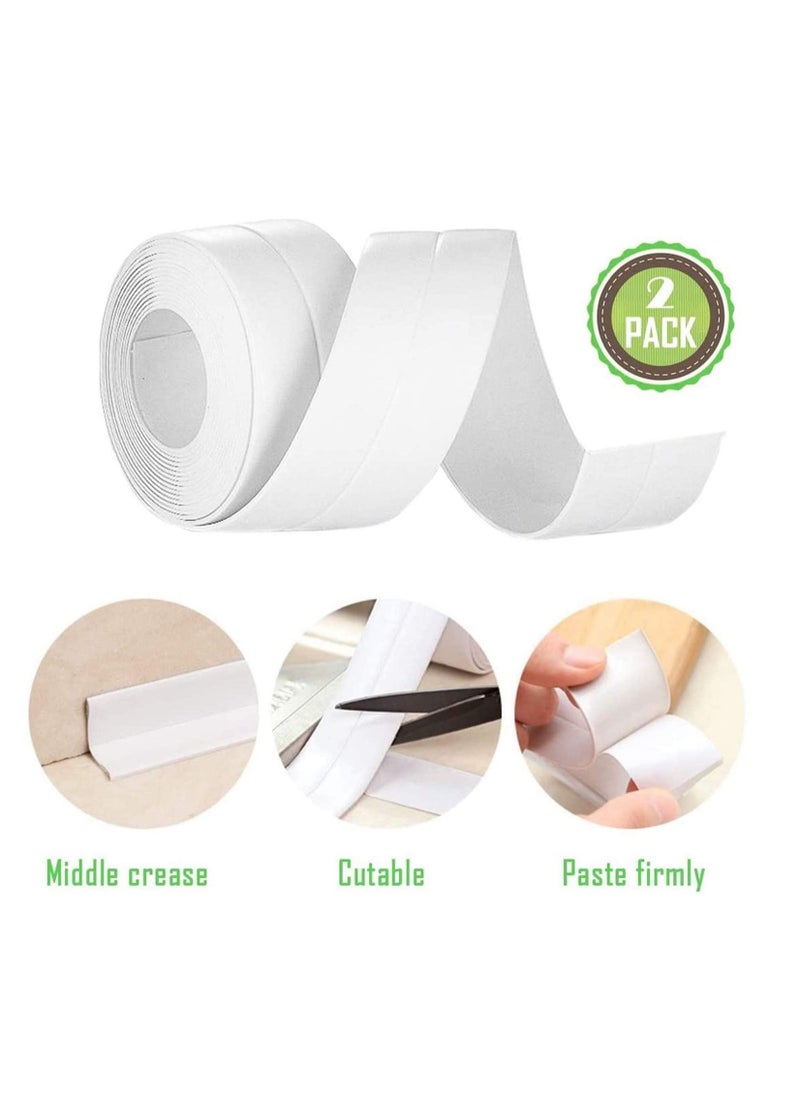 Y&D Sealant Strip 2 Packs Caulk PE Sealing Tape Self-Adhesive Mildewproof Waterproof Shower Tile Sealer for Bathroom Kitchen Bathtub Toilet and 38mm Width X 3.2M Lenth (White)  - Image 1