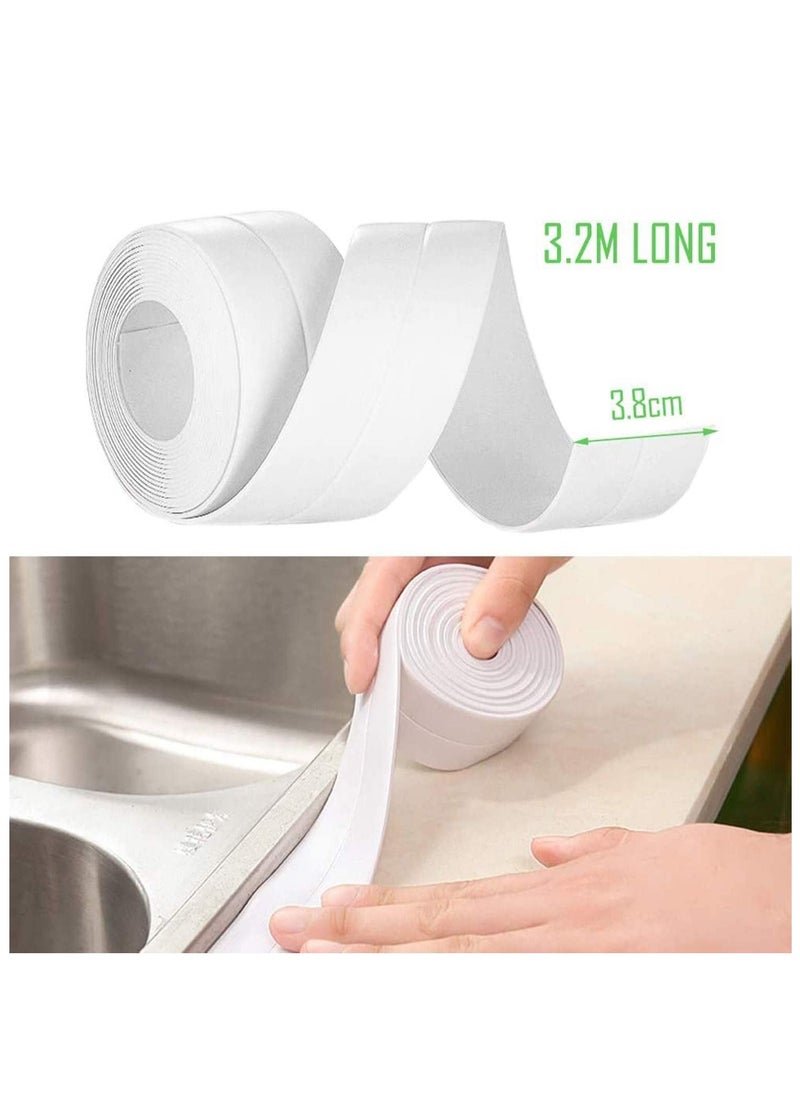 Y&D Sealant Strip 2 Packs Caulk PE Sealing Tape Self-Adhesive Mildewproof Waterproof Shower Tile Sealer for Bathroom Kitchen Bathtub Toilet and 38mm Width X 3.2M Lenth (White)  - Image 5