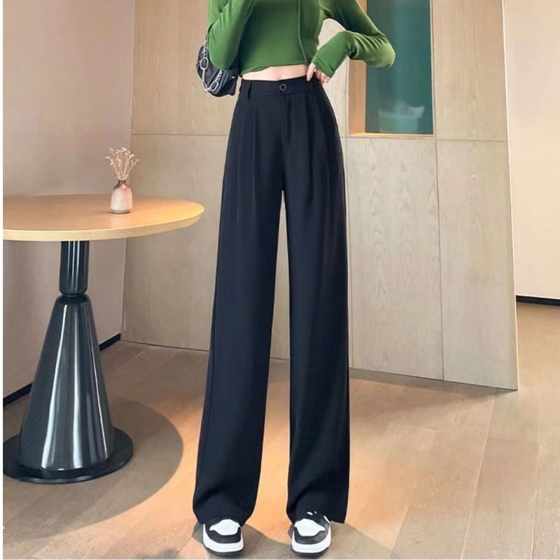 White Suit Pants Women'S High Waist Drape Straight Pants 2023 New Small Narrow Version Slim Wide Leg Pants - Image 5