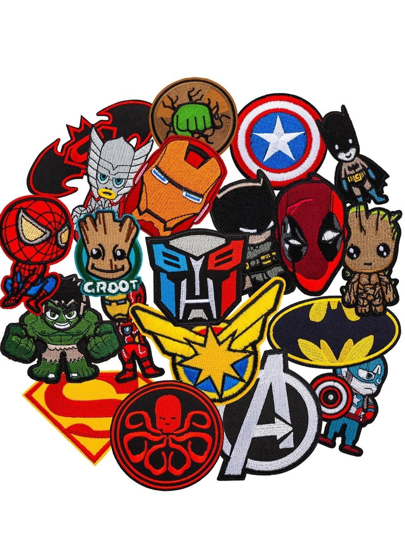 Iron on Patches, 20 Pcs Iron on Patches Cartoon Anime Patches Embroidered Applique Kit, Patch Iron-on or Sew-on Applique for Kids DIY Crafts, Patches for Kids Adult Clothes Decoration - Image 1