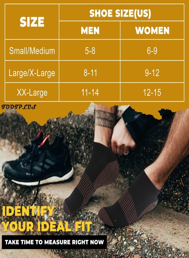 FOOTPLUS 6 Pairs Low Cut Golf Socks, Mens Womens Thick Cushioned Sole Copper Ankle Odor Free RunningBreathable Tennis Basketball Marathon Household Gym Travel Socks,Black Gold,Large - Image 3