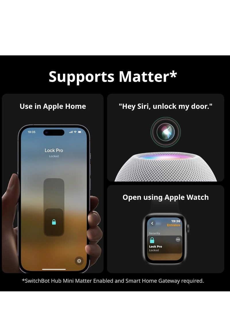 SwitchBot Smart Lock Pro, Keyless Entry Door Lock, Smart Door Lock Front Door, Electronic Smart Deadbolt, Fits Your Existing Deadbolt in Minutes, Add SwitchBot Hub2 to Support Matter, Alexa and Google - Image 2