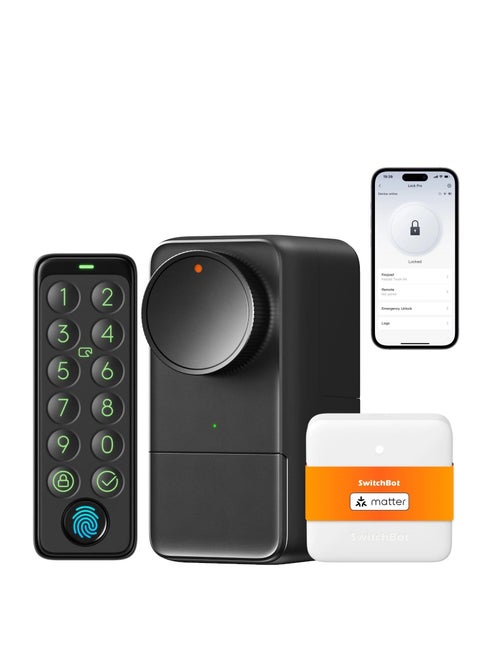 SwitchBot Lock Pro Smart Door Lock W3500000 – Retrofit Installation, Voice Control, Auto-Lock, Compatible with Alexa, Google, Siri, Matter Support (with Hub 2)