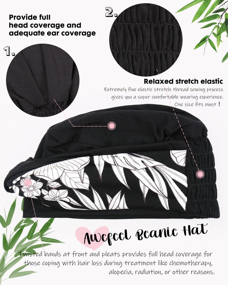 Awefeel Chemo Headwear for Women Cancer Hats Black White Pattern - Image 3