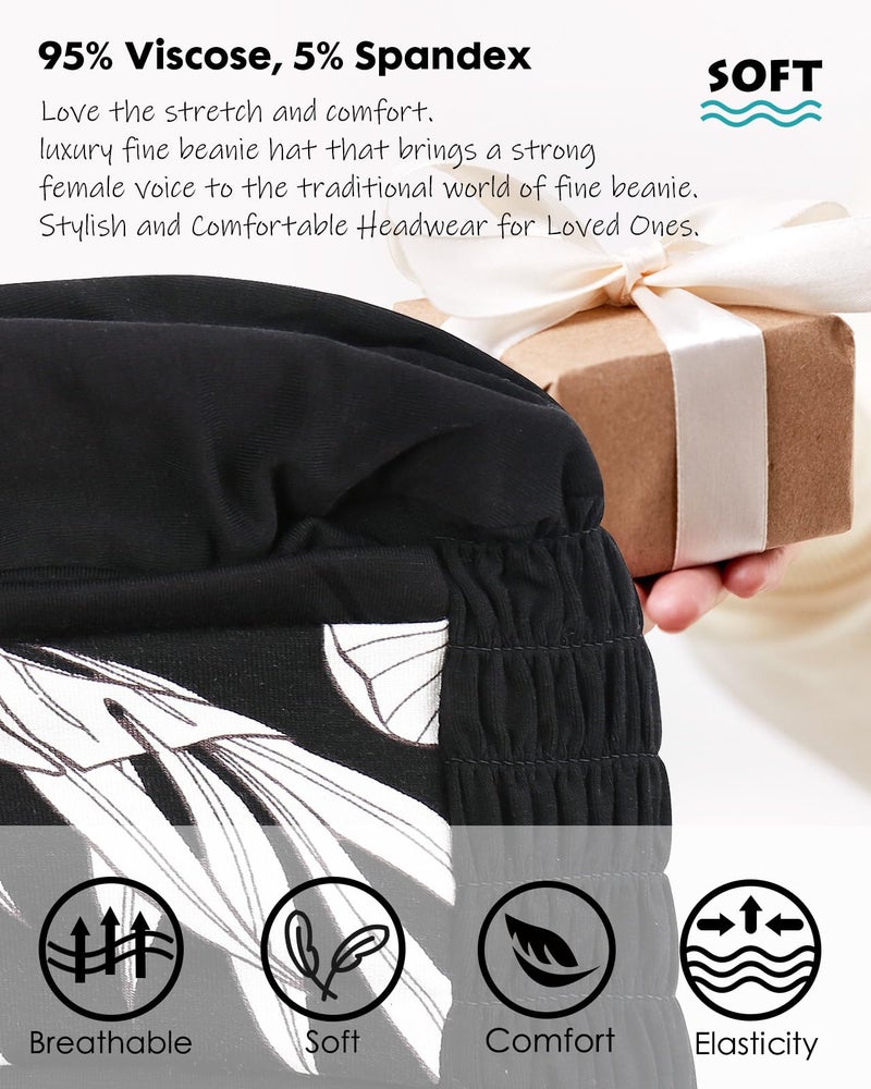Awefeel Chemo Headwear for Women Cancer Hats Black White Pattern - Image 4