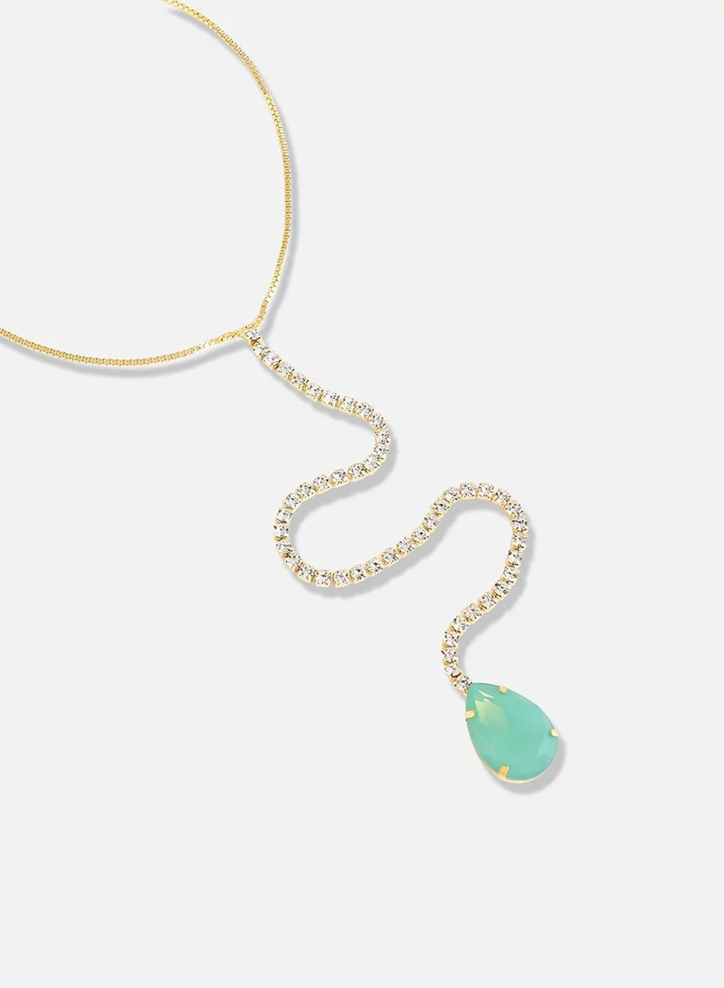 سوهي قلادة الحفلة من الحجر بتصميم مطلي بالفضة