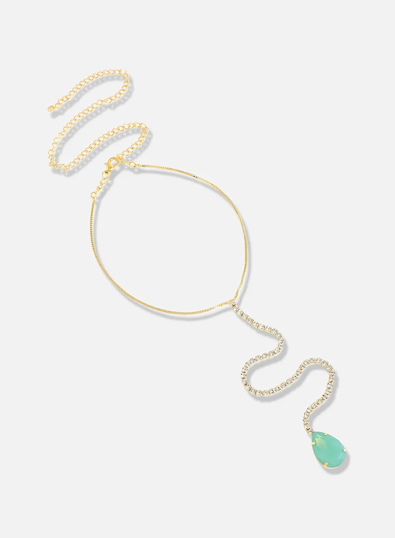 سوهي قلادة الحفلة من الحجر بتصميم مطلي بالفضة