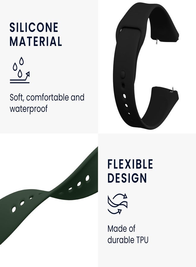 kwmobile Straps Compatible with Xiaomi Redmi Watch 3 Active Straps - 2x Replacement Silicone Watch Bands - Black/Dark Green - Image 3