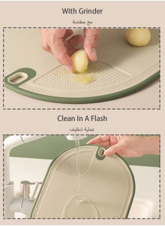 UNUNS Kitchen Cutting Board Set Of 3, Plastic Cutting Boards With Stand,BPA-Free,Reversible Use,Cutting Board Set Green  - Image 5