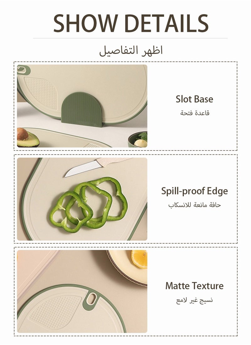 UNUNS - Kitchen Cutting Board Set Of 3, Plastic Cutting Boards With Stand,BPA-Free,Reversible Use,Cutting Board Set Green - Image 1