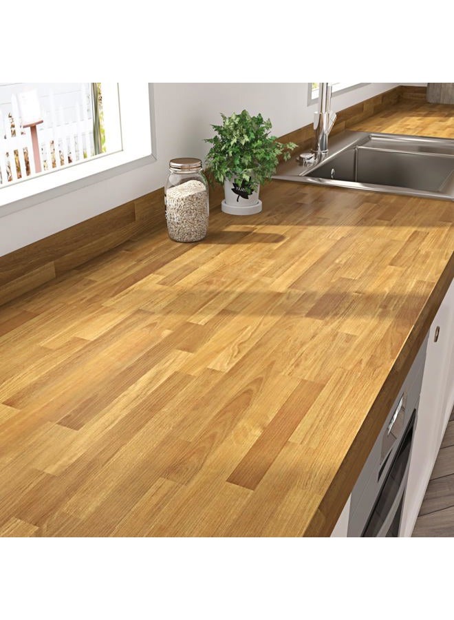 STICKEEP Butcher Block Contact Paper Self Adhesive Wood Wallpaper Peel and Stick Countertops Waterproof Light Wood Contact Paper for Cabinets Camper Kitchen Countertop Peel and Stick 17.71 x 118 in - Image 1