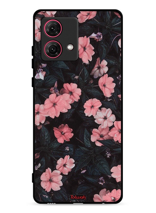Tolwak Motorola Moto G84 5G Protective Case Cover Peach Small Roses - Image 1