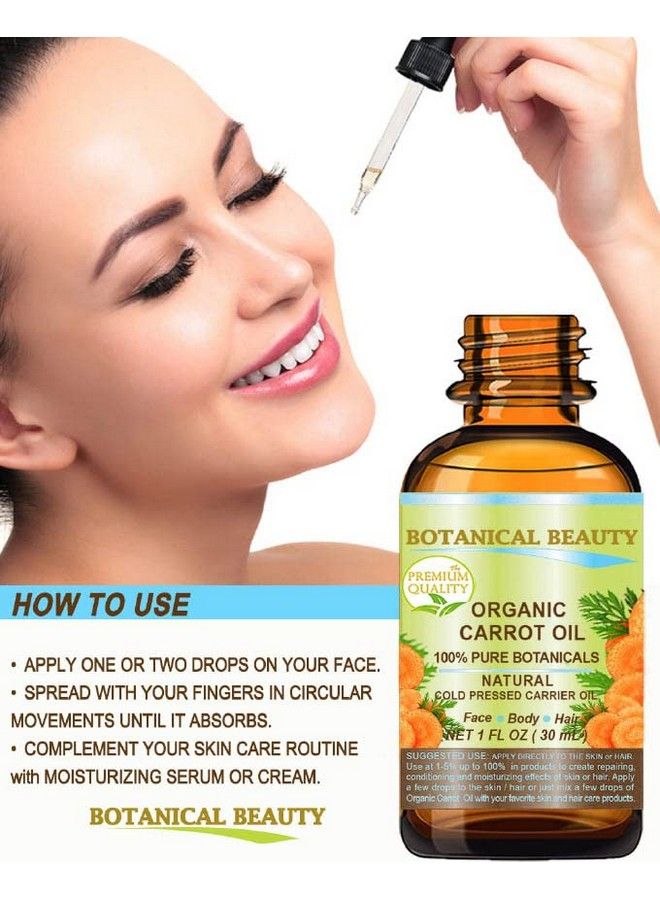 Botanical Beauty Organic Carrot Oil 100% Natural / Pure Botanicals / Cold Pressed Carrier Oil 1 Fl Oz 30 Ml For Face Body Hair And Nail Care - Image 4