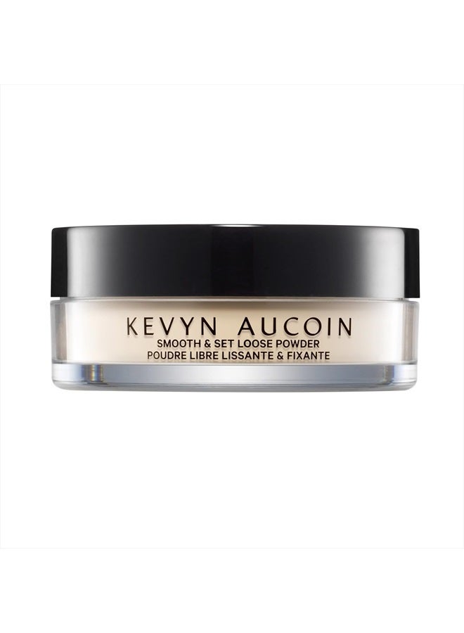 Kevyn Aucoin Smooth & Set Loose Powder with Puff: Universal shade, all skin types & tones. Sheer, lightweight, blends well, blurs imperfections, reduces shine. Makeup artist go to for even skin finish - Image 1