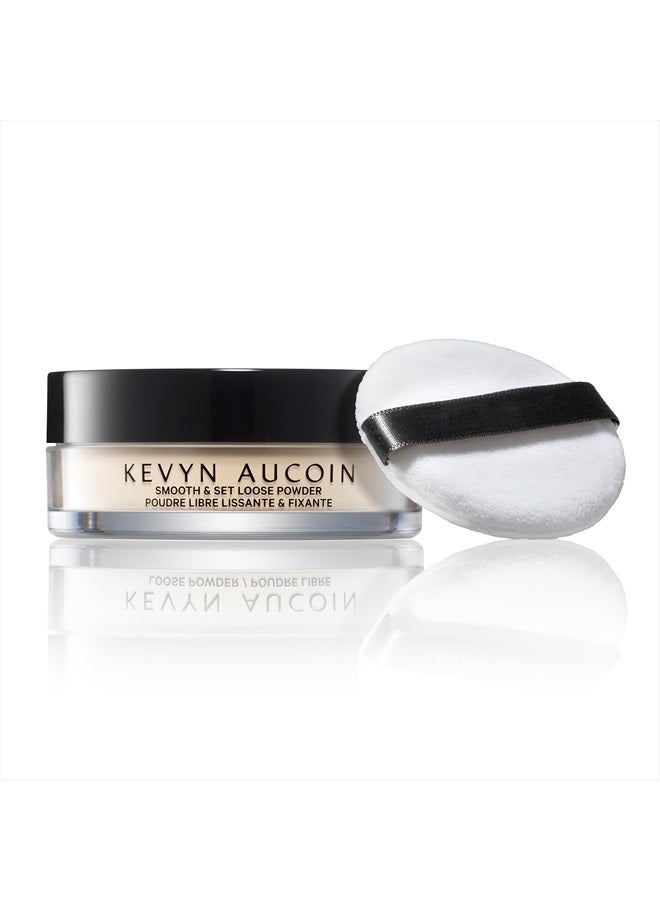 Kevyn Aucoin Smooth & Set Loose Powder with Puff: Universal shade, all skin types & tones. Sheer, lightweight, blends well, blurs imperfections, reduces shine. Makeup artist go to for even skin finish - Image 2