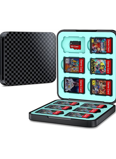 Switch Game Case Holder Compatible with for Nintendo Switch Games Card and Storage 12 Switch Game Cartridge, Protective Hard Shell, Soft Lining Rubber and Portable Switch Game Holder (Black)