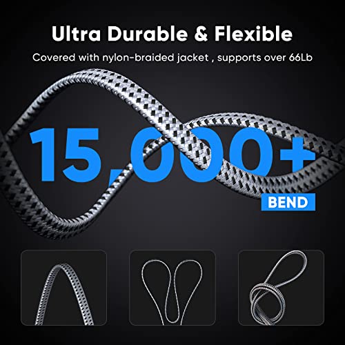 ARISKEEN Cat 8 Ethernet Cable 100 FT, 40Gbps 2000Mhz High Speed Cat8 Network LAN Patch Cord, Nylon Braided Heavy Duty Shielded RJ45 Flat Internet Cable with Clips for Indoor Outdoor - 100 Feet (Grey) - Image 5