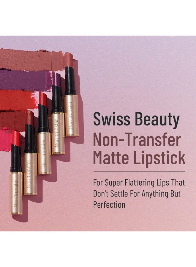 Swiss Beauty أحمر شفاه غير قابل للتغيير يدوم طويلاً وناعم بلون موف توب 3G - Image 3