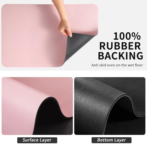 HotLive Dish Drying Mat for Kitchen Counter, Heat Resistant Drainer Mats with Non-slip Rubber Backed, Hide Stain Kitchen Super Absorbent Draining Mat, Easy to Clean Dish Rack Pad, Pink 16"x18" - Image 5