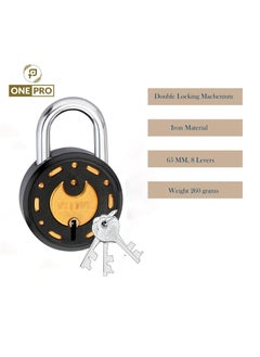 ONEPRO Onepro Padlock Combination Series Active Gold Black Finish with 9 Keys Lock and Keys for Home Door Shutter Shop Main Gate  - Image 3