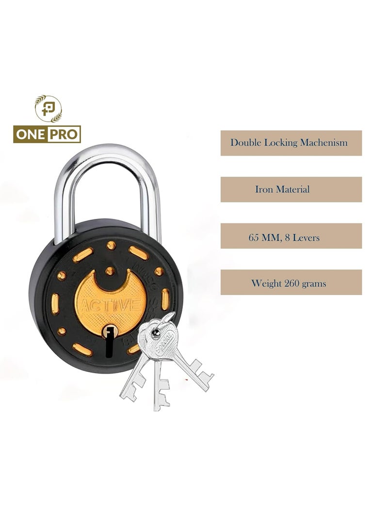 ONEPRO Onepro Padlock Combination Series Active Gold Black Finish with 9 Keys Lock and Keys for Home Door Shutter Shop Main Gate  - Image 3
