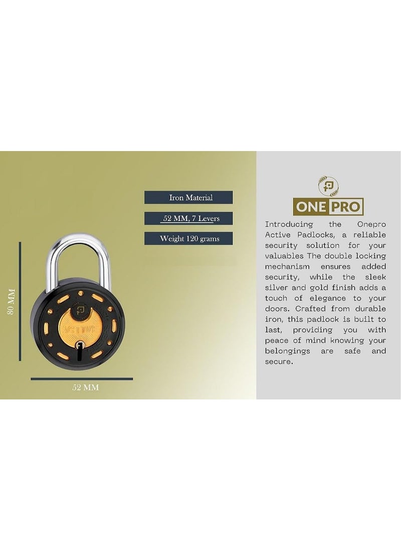 ONEPRO Onepro Padlock Combination Series Active Gold Black Finish with 9 Keys Lock and Keys for Home Door Shutter Shop Main Gate  - Image 4
