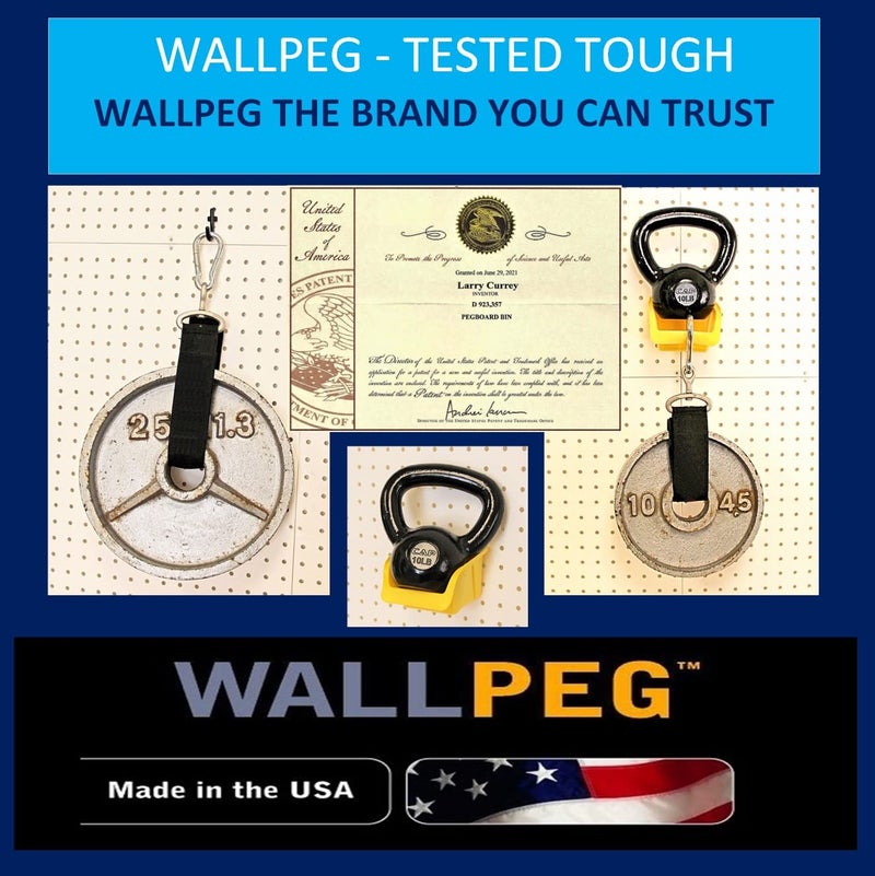 WallPeg حاويات لوح الحائط المصنوعة في الولايات المتحدة - مجموعة PB-6 خطافات لتنظيم أدوات العمل وترتيب الملحقات في ورشة العمل ومنظم أدوات المرآب (6 حاويات بحجم 7" و 6 حاويات بحجم 5") - Image 4