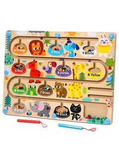 Generic Magnetic Animal Color and Number Maze - Montessori Board Toys for Kids Age 3+ reschooler Educational Counting Matching Wooden Activity Board Fine Motor Skills Learning Activity Development Boys Girls  - Image 1