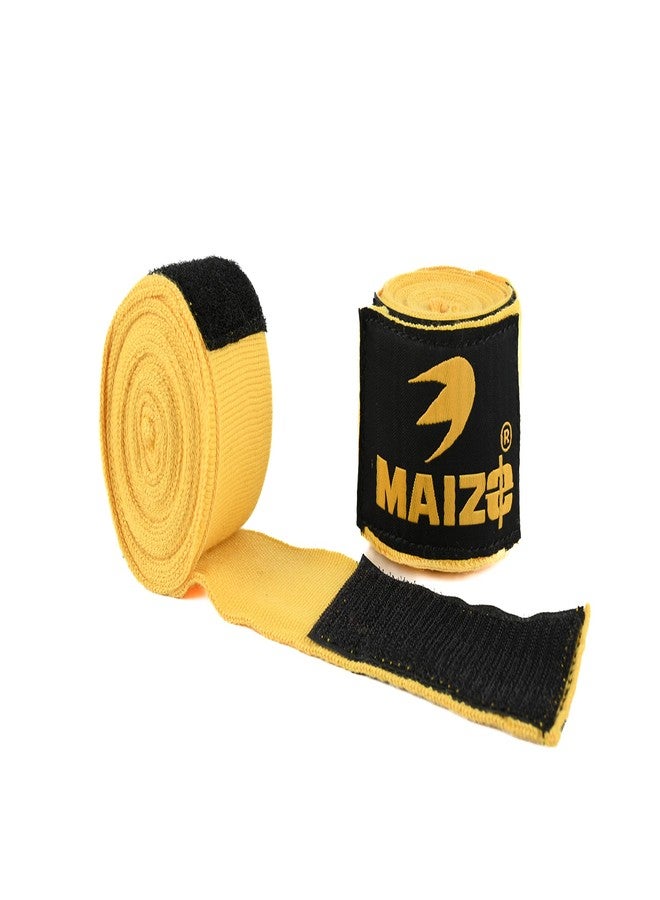 MAIZO ضمادة دعم اليد المرنة من مايزو، مثالية للتمارين الرياضية/الملاكمة واللكم، رائعة لفنون القتال المختلطة، والملاكمة التايلاندية، وفنون الدفاع عن النفس، ودعم المعصم للبالغين (180، أصفر) - Image 1