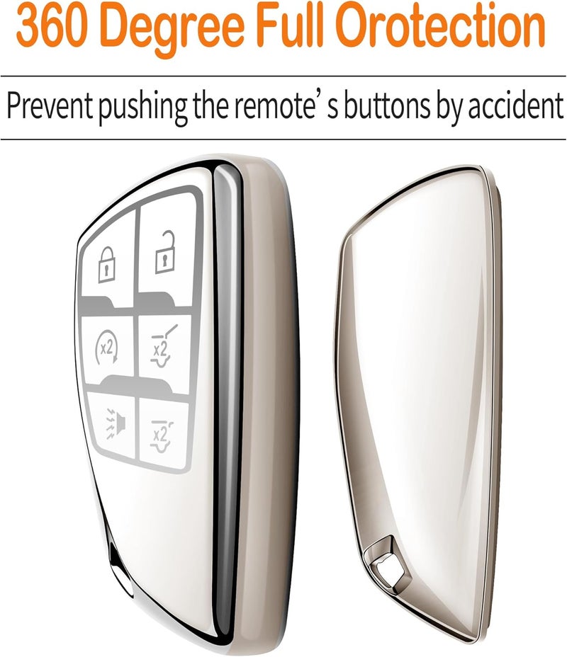 Sindeda Key Fob Cover with Keychain for 2021-2023 Chevrolet GMC Models - White - Image 4