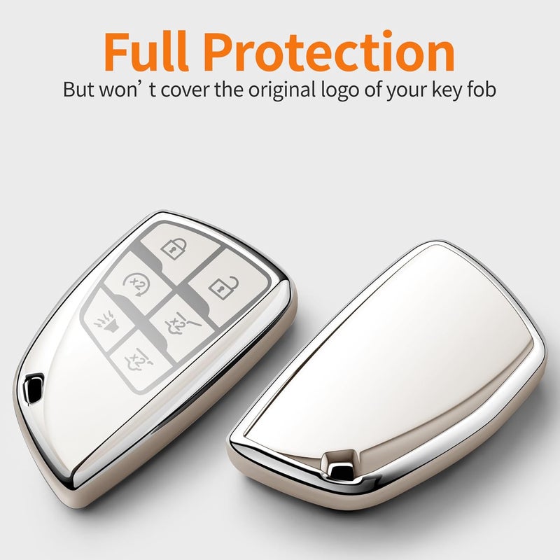 Sindeda Key Fob Cover with Keychain for 2021-2023 Chevrolet GMC Models - White - Image 3