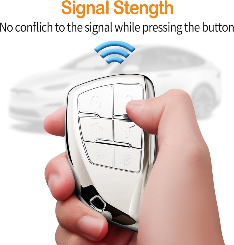 Sindeda Key Fob Cover with Keychain for 2021-2023 Chevrolet GMC Models - White - Image 5