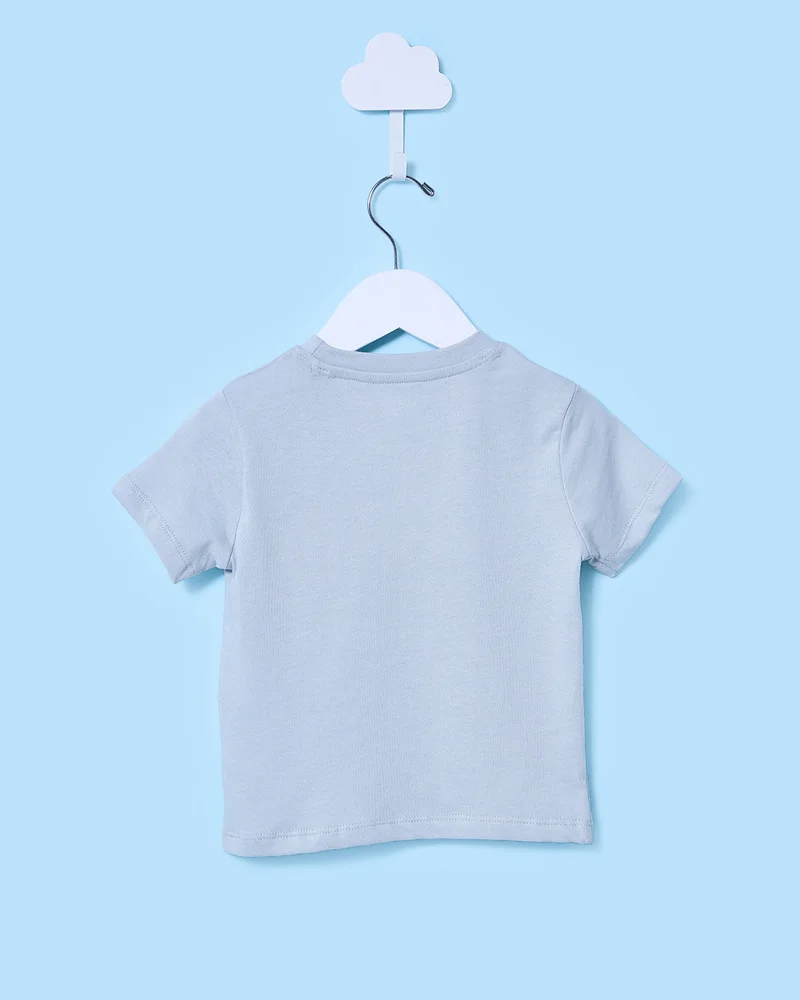 Redtag Infant Boys Grey Printed T-Shirt