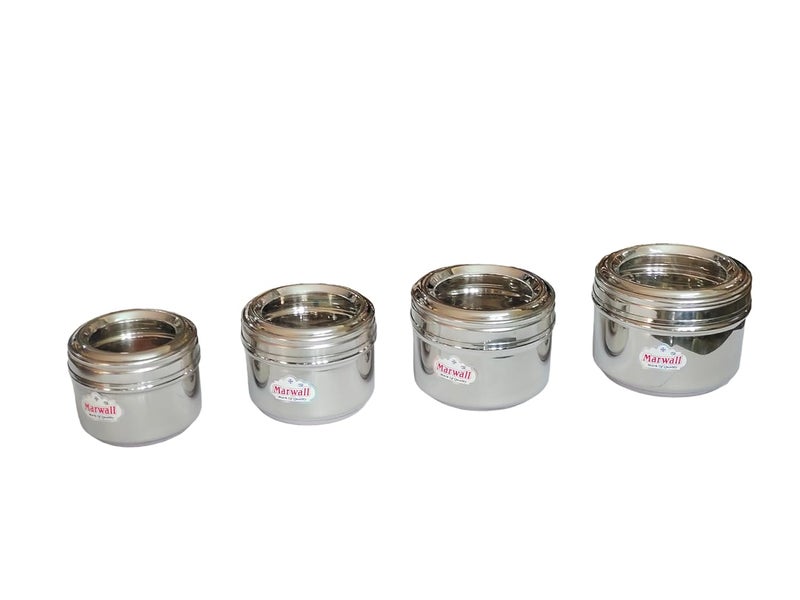 MARWALL Premium Stainless Steel See Through Food Storage 4Pcs Container Set with Lids Ideal for Home Kitchen100ml200ml300ml400ml - Image 4