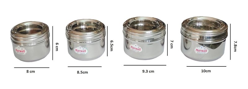 MARWALL Premium Stainless Steel See Through Food Storage 4Pcs Container Set with Lids Ideal for Home Kitchen100ml200ml300ml400ml - Image 5