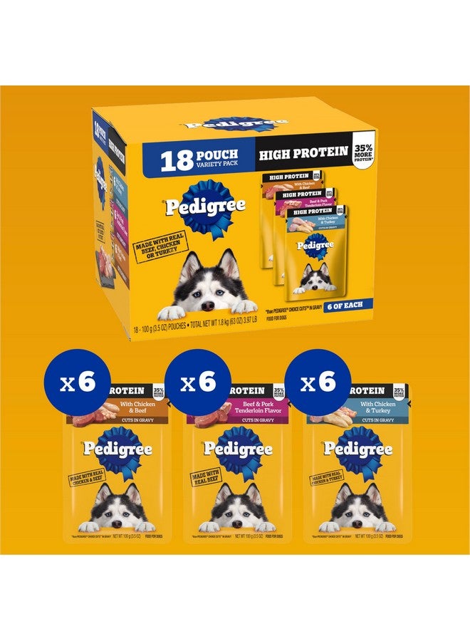 بيديجري أكياس طعام الكلاب الرطب عالي البروتين من بيديجري، عبوة متنوعة، 3.5 أونصة (عبوة من 18 كيسًا) - Image 3