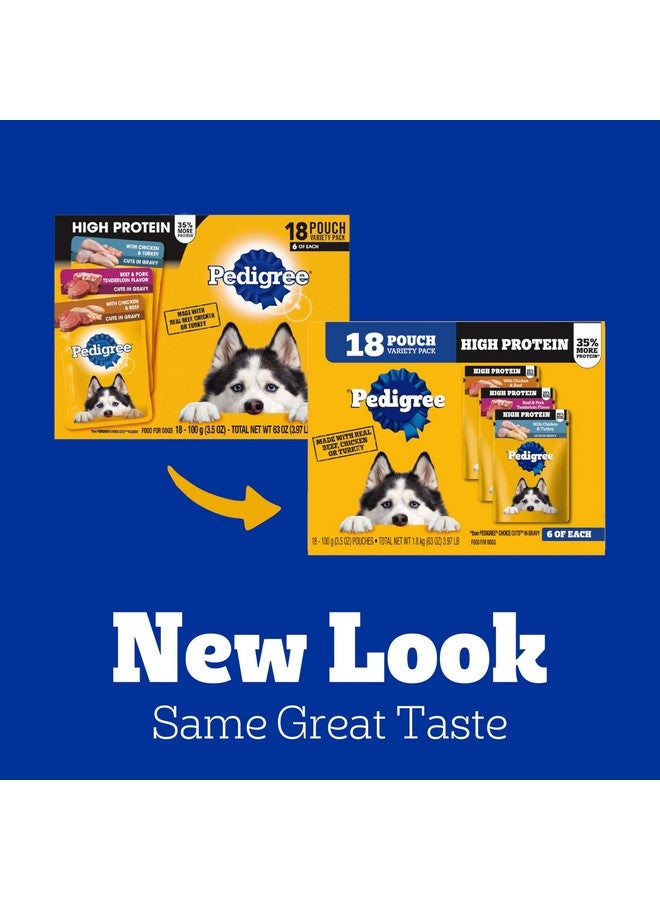 بيديجري أكياس طعام الكلاب الرطب عالي البروتين من بيديجري، عبوة متنوعة، 3.5 أونصة (عبوة من 18 كيسًا) - Image 2