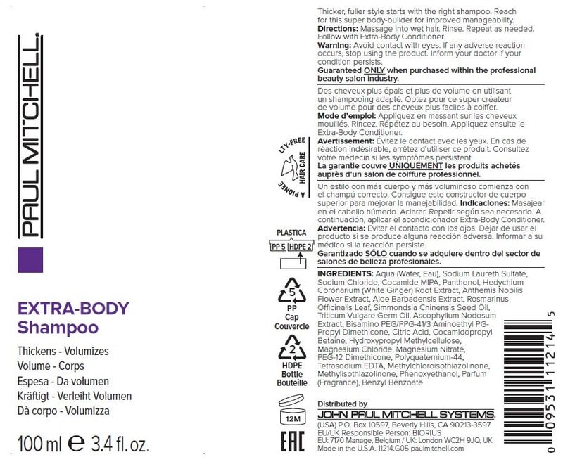 Paul Mitchell Extra-Body Shampoo, Thickens + Volumizes, For Fine Hair, 3.4 Fl Oz