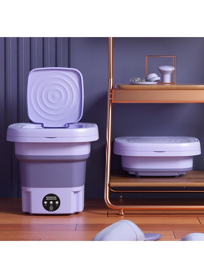 Bukela Mini Portable Washing Machine, 8L Foldable Small Washers Machine for Baby Clothes, Underwear, 2-in-1 Washing Machine & Spin Dry Folding Travel Laundry Tub for Cleaning Sock Small Rags Purple - Image 1