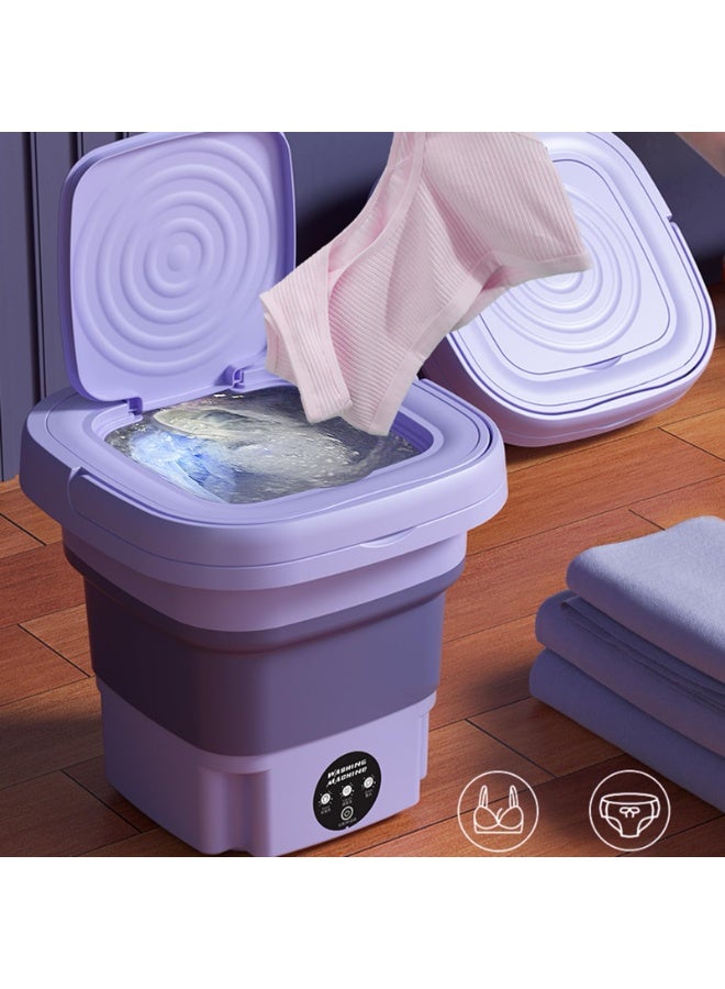 Bukela Mini Portable Washing Machine, 8L Foldable Small Washers Machine for Baby Clothes, Underwear, 2-in-1 Washing Machine & Spin Dry Folding Travel Laundry Tub for Cleaning Sock Small Rags Purple - Image 4