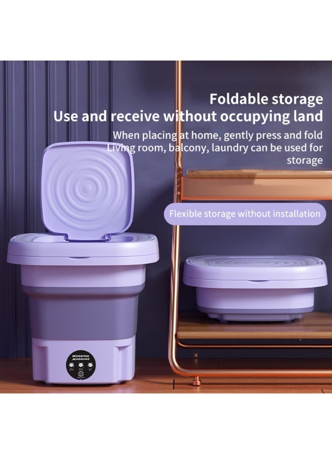 Bukela Mini Portable Washing Machine, 8L Foldable Small Washers Machine for Baby Clothes, Underwear, 2-in-1 Washing Machine & Spin Dry Folding Travel Laundry Tub for Cleaning Sock Small Rags Purple - Image 3