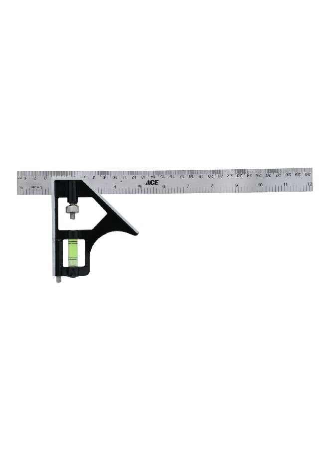ACE Auto Lock Blade Adjustable Combination Square Silver and Black 12 Inch TGZH-12  - Image 1