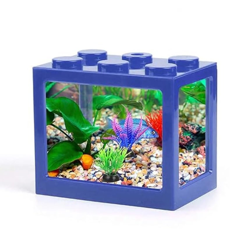 KSH STORE STORE - Single Betta Mini Fish Aquarium Building Block Tank, 1 litres Capacity, Building Block Design, Detachable Cube Tank for Betta Fish, Shrimps, Turtle Small (Small) - Image 2