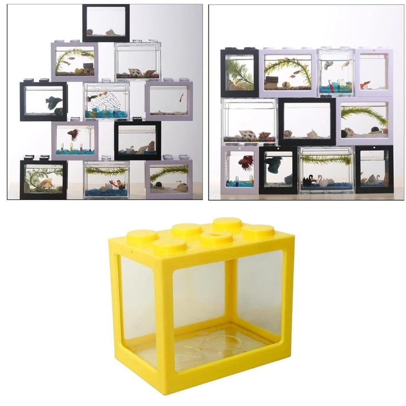 KSH STORE STORE - Single Betta Mini Fish Aquarium Building Block Tank, 1 litres Capacity, Building Block Design, Detachable Cube Tank for Betta Fish, Shrimps, Turtle Small (Small) - Image 3