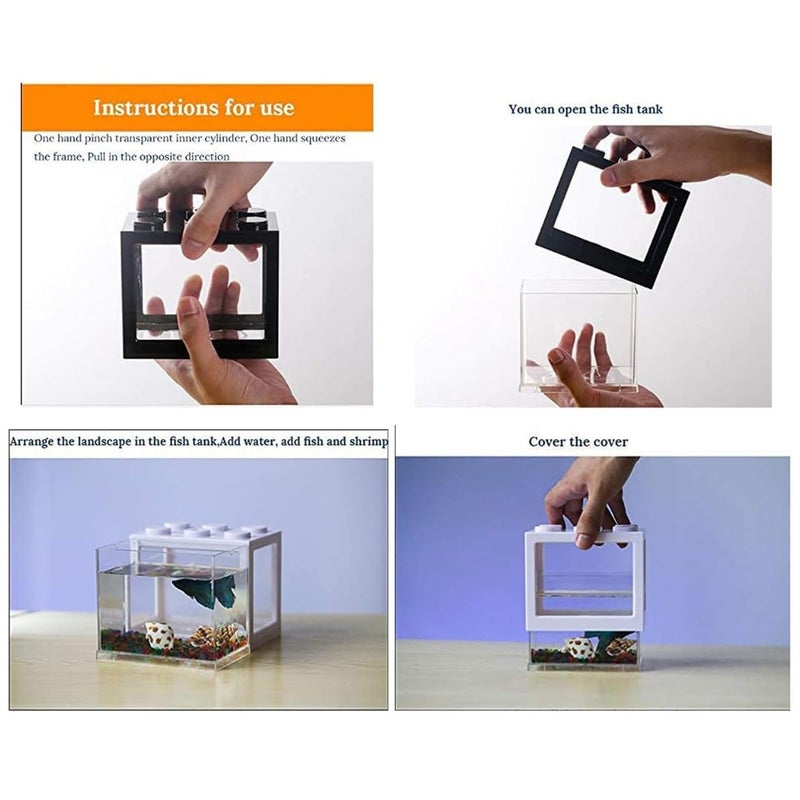 KSH STORE STORE - Single Betta Mini Fish Aquarium Building Block Tank, 1 litres Capacity, Building Block Design, Detachable Cube Tank for Betta Fish, Shrimps, Turtle Small (Small) - Image 4