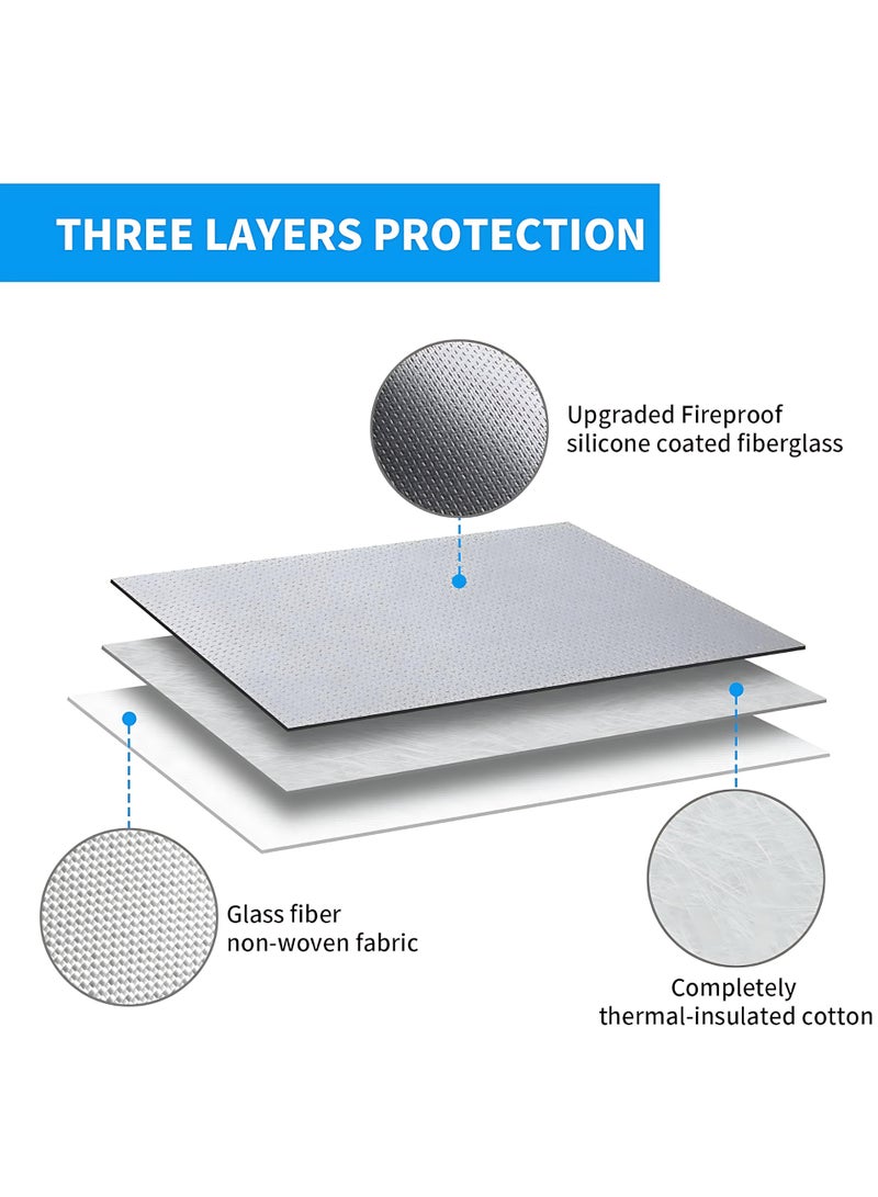 ALMiHomi Extra Large Fireproof Document Bag 60×40×6cm Large Capacity 1200℃ Heat Resistant Silicone Waterproof Safe Organizer for Files Cash Passport - Image 3