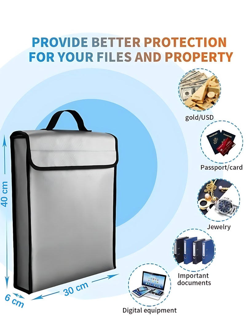 ALMiHomi Extra Large Fireproof Document Bag 60×40×6cm Large Capacity 1200℃ Heat Resistant Silicone Waterproof Safe Organizer for Files Cash Passport - Image 5