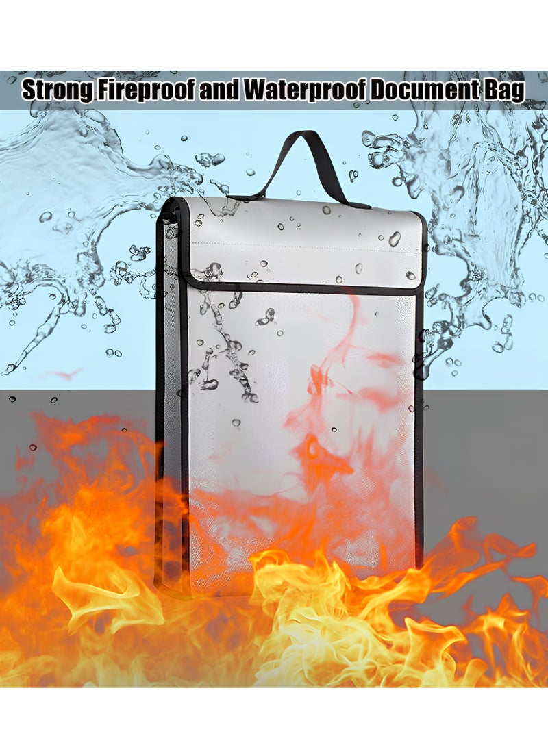 ALMiHomi Extra Large Fireproof Document Bag 60×40×6cm Large Capacity 1200℃ Heat Resistant Silicone Waterproof Safe Organizer for Files Cash Passport - Image 2