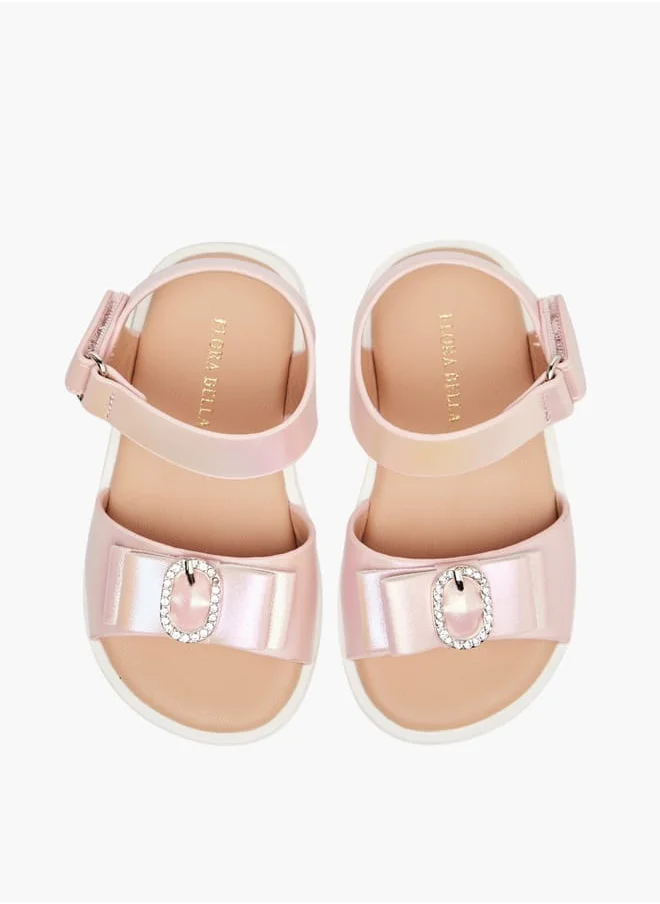 Flora Bella By Shoexpress Girls Embellished Strap Sandals With Hook And Loop Closure